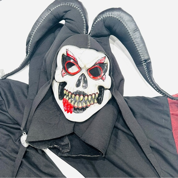 Disguise Evil Jester Dark Wizard Skeleton Kids 2pc Halloween Cosplay Costume - Picture 6 of 9